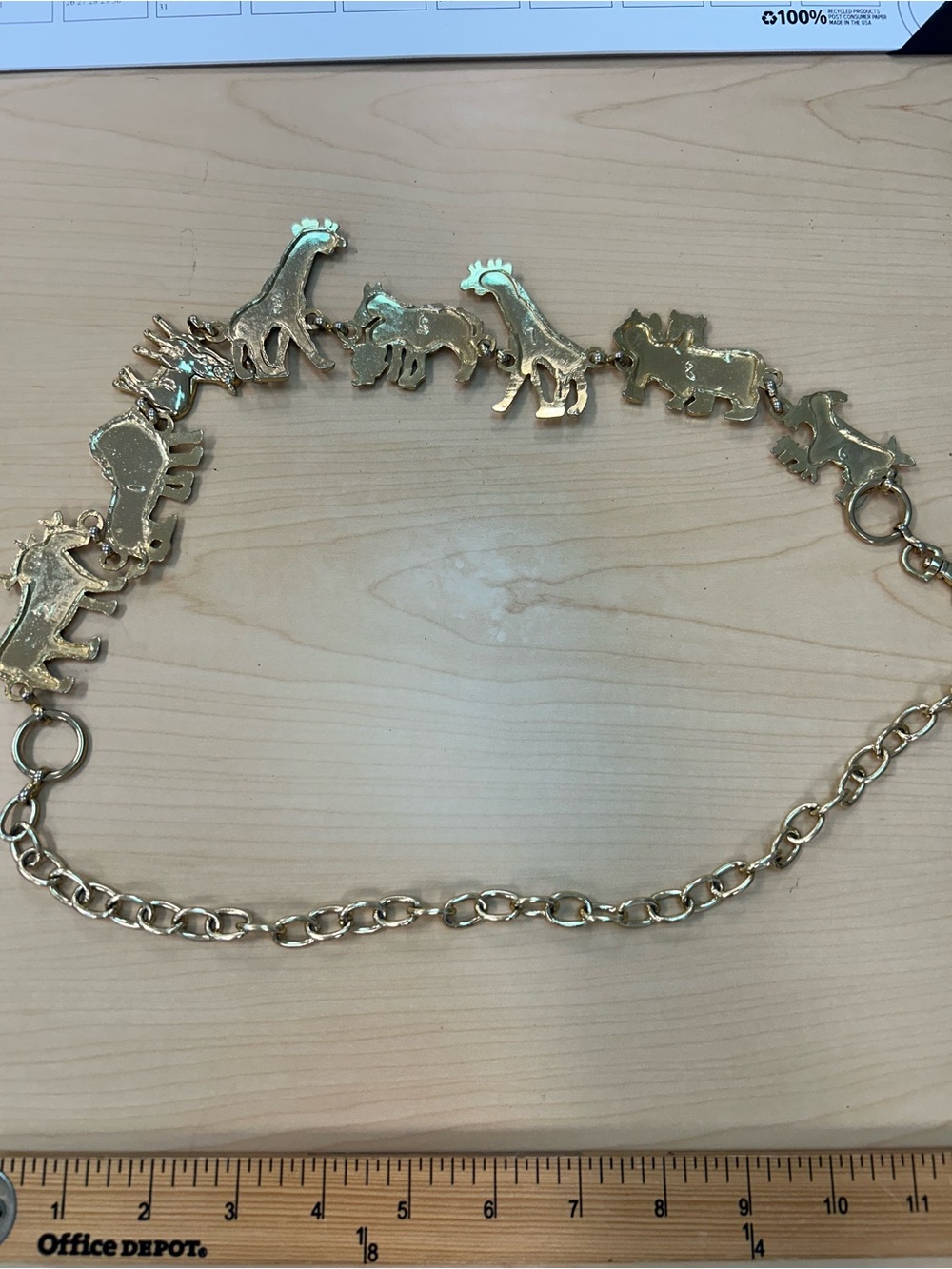 Gold toned Noah’s Ark Animal pairs Charm Link belt - Picture 3 of 8